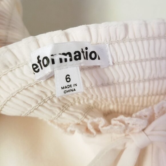 Reformation Isadora Top Blouse Eyelet Lace Trim Smocked Back Ivory Size 6 $148 - Picture 11 of 16